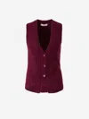 Dorothee Schumacher Fluffy Knit Cashmere V-neck Vest In Red