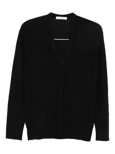 Dorothee Schumacher V-neck Long-sleeve Sweater In Black