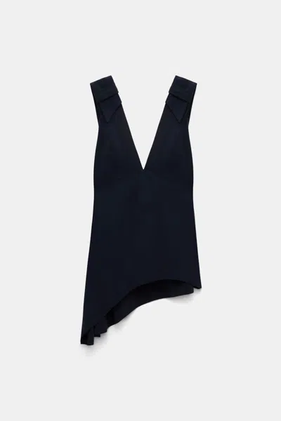 Dorothee Schumacher V-neck Tank Top With Wide Straps In Blue
