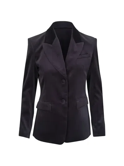 Dorothee Schumacher Velvet Notched Blazer In Black