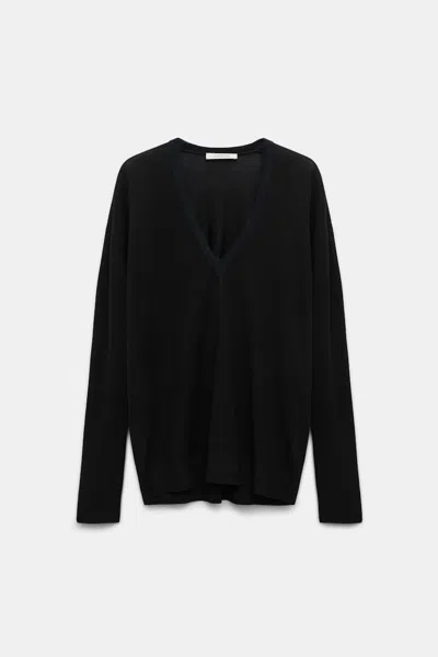 Dorothee Schumacher Virgin Merino Deep V-neck Pullover In Black