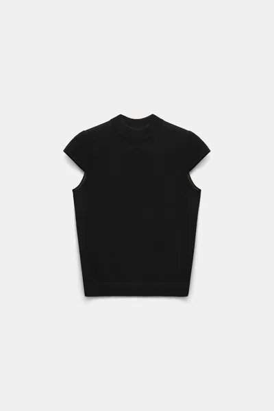 Dorothee Schumacher Virgin Merino-silk Cap Sleeve Top In Black