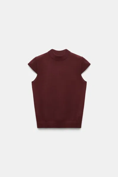 Dorothee Schumacher Virgin Merino-silk Cap Sleeve Top In Brown