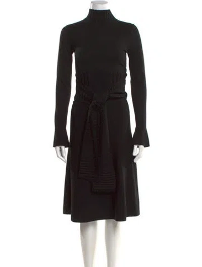 Pre-owned Dorothee Schumacher Virgin Wool Midi Length Dress In Black