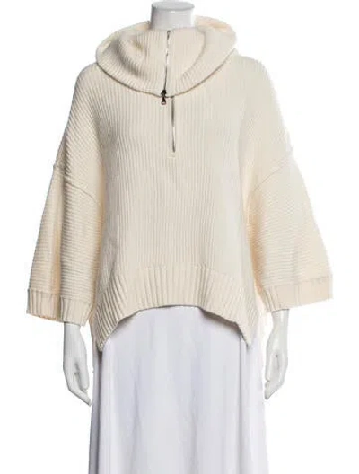 Pre-owned Dorothee Schumacher Virgin Wool Mock Neck Sweater In Neutrals