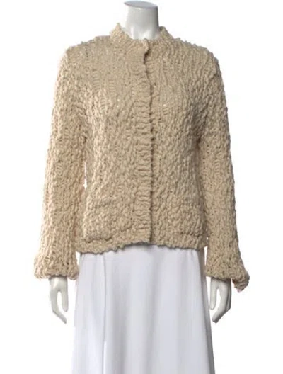 Pre-owned Dorothee Schumacher Virgin Wool Open Front Sweater In Neutrals