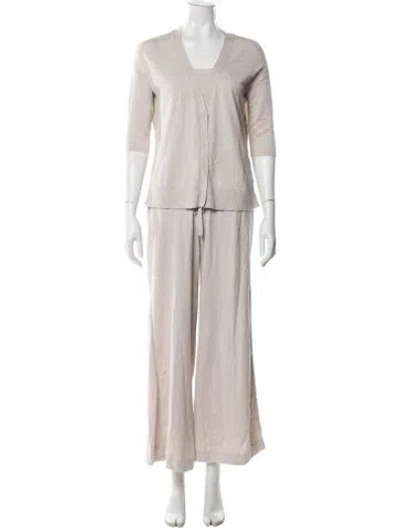 Pre-owned Dorothee Schumacher Virgin Wool Pant Set In Neutral