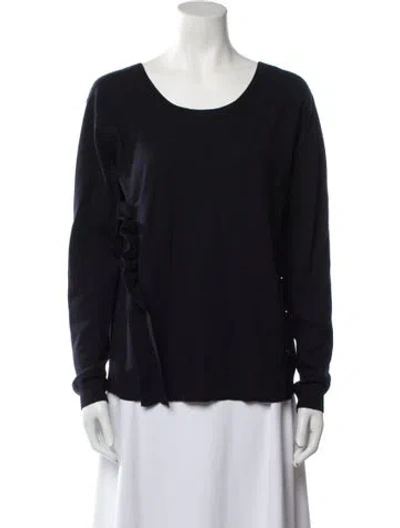 Pre-owned Dorothee Schumacher Virgin Wool Scoop Neck Sweater In Blue