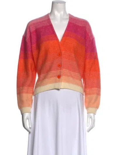 Pre-owned Dorothee Schumacher Virgin Wool Striped Sweater In Orange