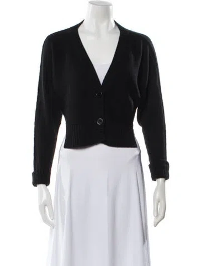 Pre-owned Dorothee Schumacher Virgin Wool V-neck Sweater In Black