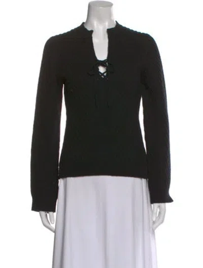 Pre-owned Dorothee Schumacher Virgin Wool V-neck Sweater In Black