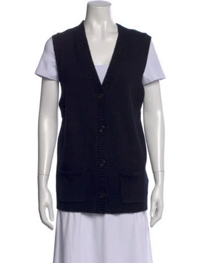 Pre-owned Dorothee Schumacher Virgin Wool V-neck Sweater In Black