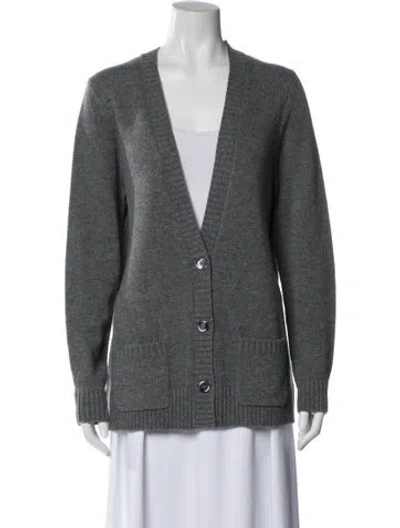 Pre-owned Dorothee Schumacher Virgin Wool V-neck Sweater In Gray