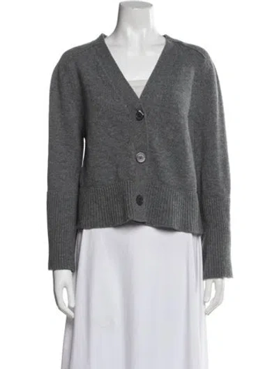 Pre-owned Dorothee Schumacher Virgin Wool V-neck Sweater In Gray