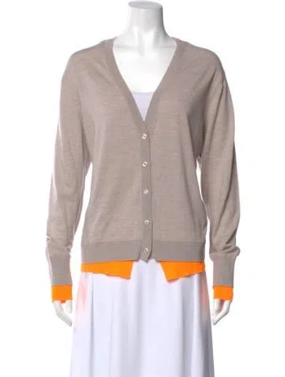 Pre-owned Dorothee Schumacher Virgin Wool V-neck Sweater In Multi