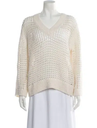 Pre-owned Dorothee Schumacher Virgin Wool V-neck Sweater In Neutral