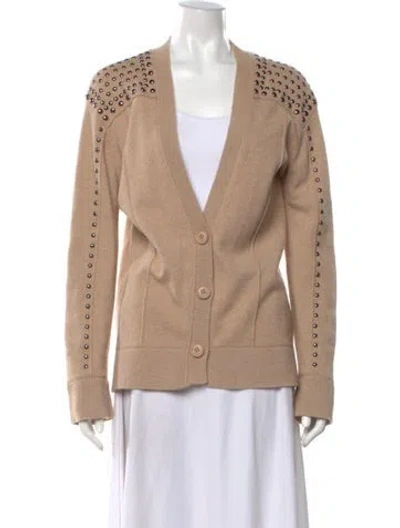 Pre-owned Dorothee Schumacher Virgin Wool V-neck Sweater In Neutral
