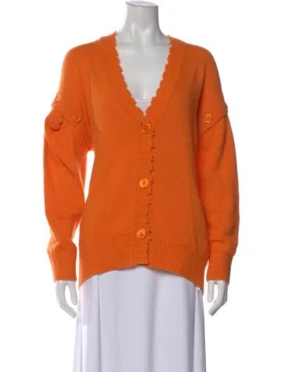 Pre-owned Dorothee Schumacher Virgin Wool V-neck Sweater In Orange