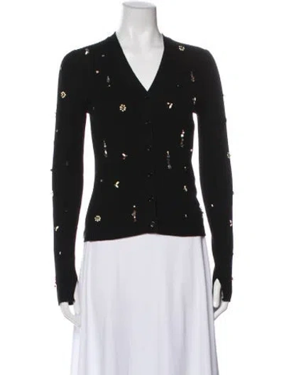 Pre-owned Dorothee Schumacher Virgin Wool V-neck Sweater W/ Tags In Black