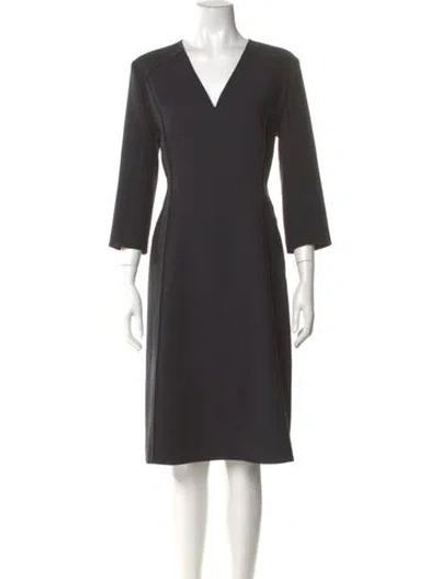 Pre-owned Dorothee Schumacher V-neck Knee-length Dress In Gray