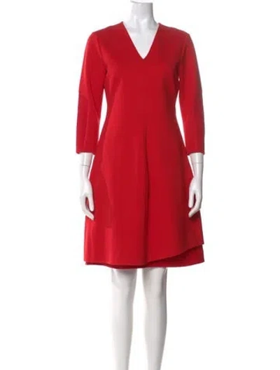 Pre-owned Dorothee Schumacher V-neck Knee-length Dress In Red