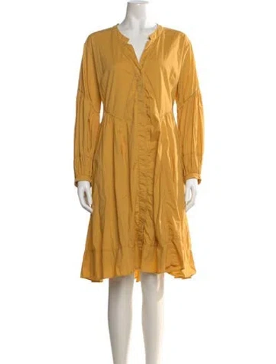 Pre-owned Dorothee Schumacher V-neck Knee-length Dress In Yellow