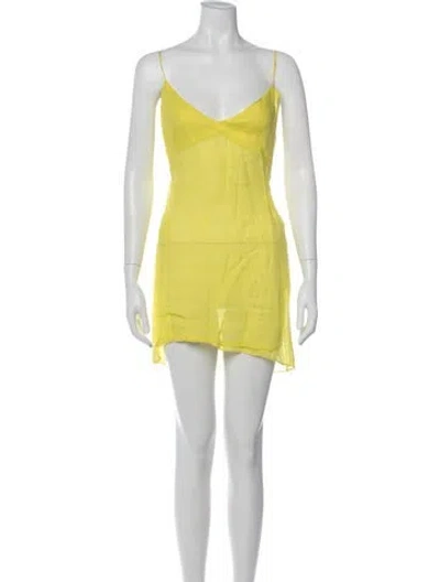 Pre-owned Dorothee Schumacher V-neck Mini Dress In Green