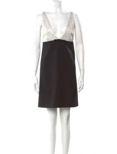 Pre-owned Dorothee Schumacher V-neck Mini Dress W/ Tags In Multi