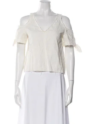 Pre-owned Dorothee Schumacher V-neck Short Sleeve Top In White