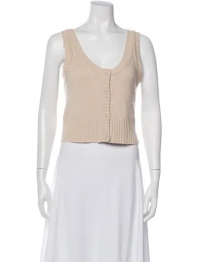Pre-owned Dorothee Schumacher V-neck Sleeveless Button-up Top In Neutral