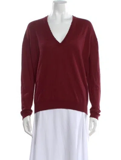 Pre-owned Dorothee Schumacher V-neck Sweater In Burgundy
