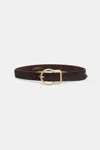Dorothee Schumacher Waxed Suede Belt With Signature Buckle In Brown