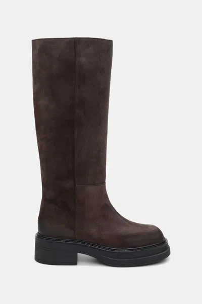 Dorothee Schumacher Waxed Suede Tall Boots In Brown