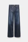 Dorothee Schumacher Wide Leg Jeans With Under Glass Effect In Blue