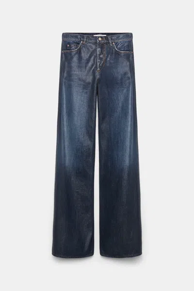 Dorothee Schumacher Wide Leg Jeans With Under Glass Effect In Blue