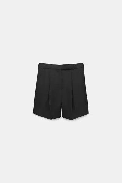 Dorothee Schumacher Wide Leg Linen Blend Shorts With Front Pleats In Black