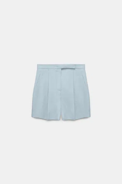 Dorothee Schumacher Wide Leg Linen Blend Shorts With Front Pleats In Blue