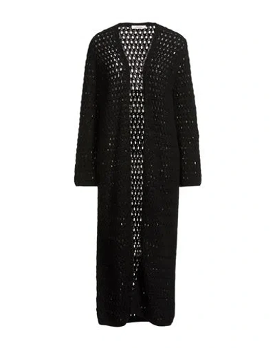 Dorothee Schumacher Woman Cardigan Black Size 2 Wool, Cotton, Polyamide In Blue