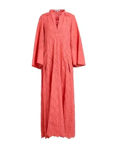 Dorothee Schumacher Woman Maxi Dress Coral Size 3 Cotton, Polyester In Red