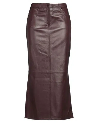 Dorothee Schumacher Woman Maxi Skirt Burgundy Size 4 Lambskin In Red