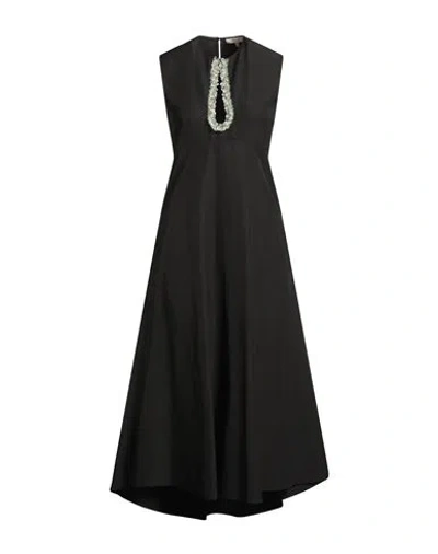 Dorothee Schumacher Woman Midi Dress Black Size 3 Polyester, Linen