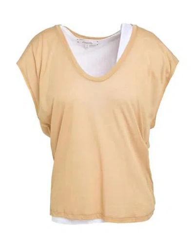 Dorothee Schumacher Woman T-shirt Sand Size 3 Lyocell, Cotton In Gold