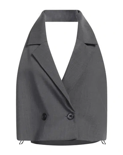 Dorothee Schumacher Woman Tailored Vest Grey Size 2 Virgin Wool, Elastane In Gray