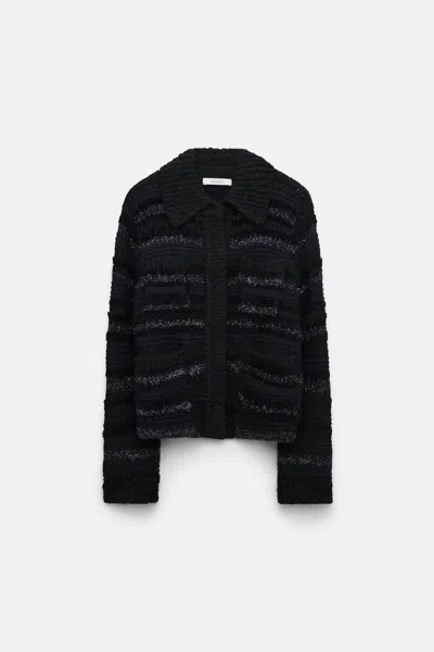 Dorothee Schumacher Women's Shimmering Stripe Knit Cardigan In Black