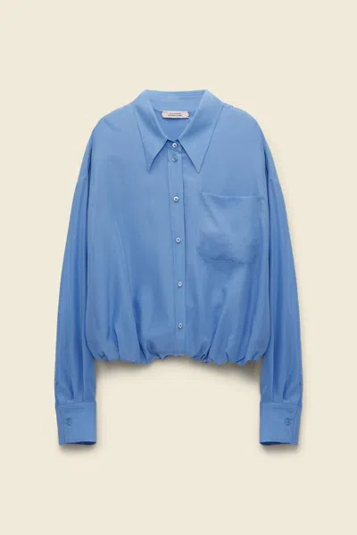 Dorothee Schumacher Elasticated-hem Silk Shirt In Blue