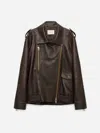 Dorothee Schumacher Long-sleeved Leather Jacket In Brown