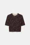 Dorothee Schumacher Wool-cashmere Floral Short Sleeve Pullover In Brown