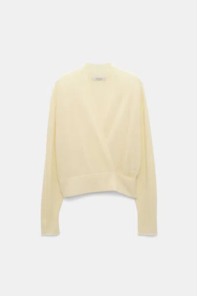 Dorothee Schumacher Wool-cashmere Pullover With Overlap Hem In Yellow