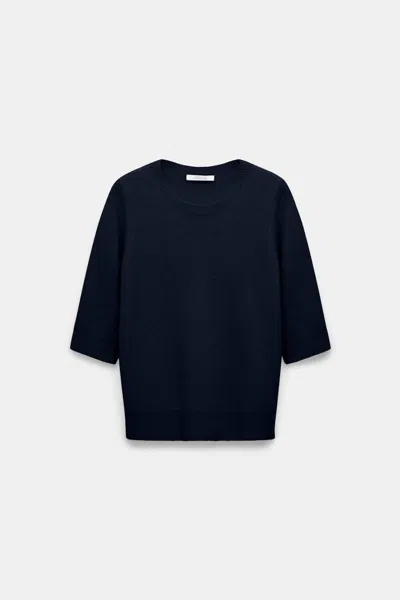 Dorothee Schumacher Wool-cashmere Round Neck Pullover In Blue