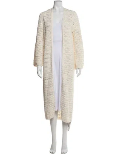 Pre-owned Dorothee Schumacher Wool Open Front Sweater In White